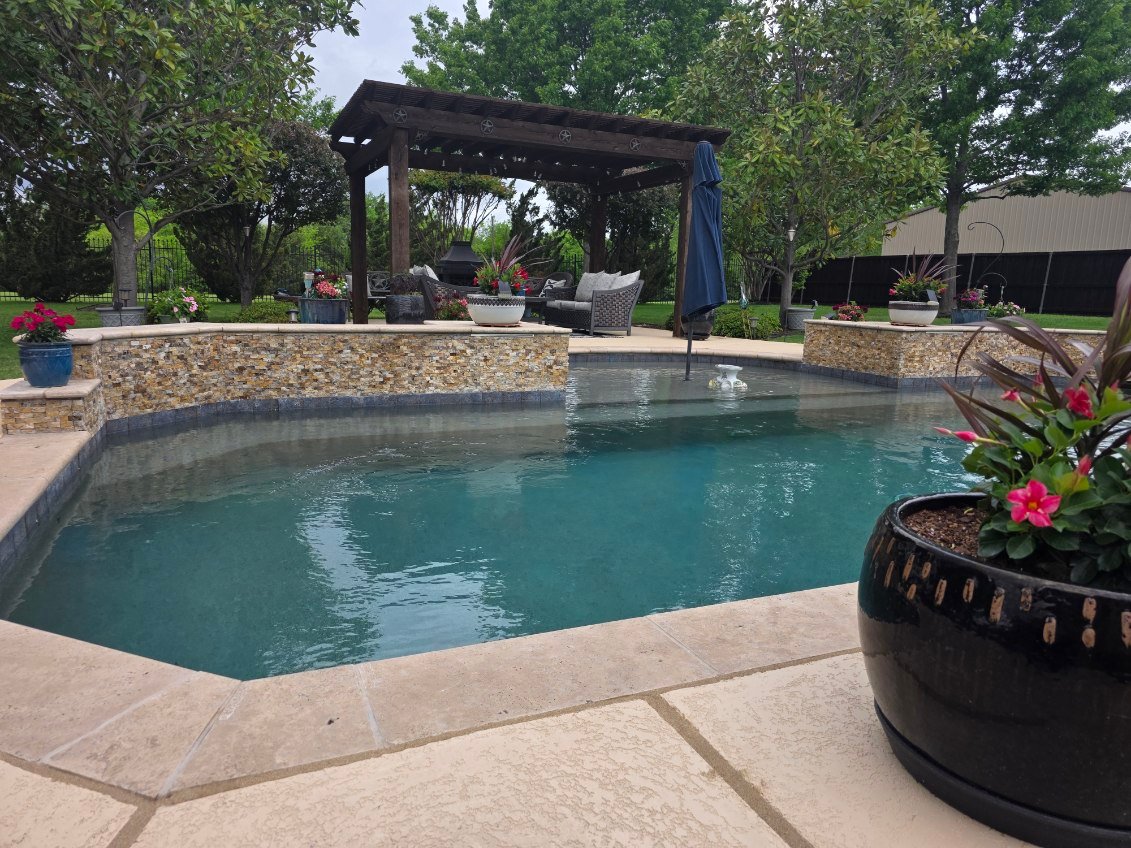 Pool professional testing water chemistry and inspecting filtration equipment with precision tools